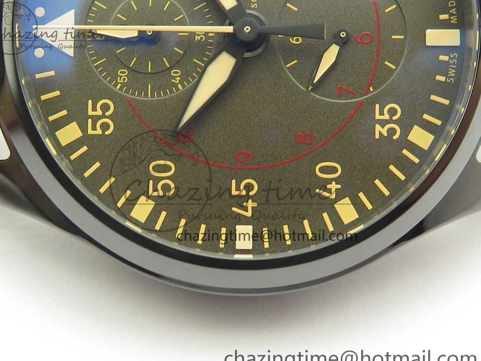 MIROTIME 0519 Classic PILOT IW389001 ZF 1:1 Best Edition Ceramic Case Green Dial on Green Nylon Strap A7750 (Function Same As Genuine) 7160